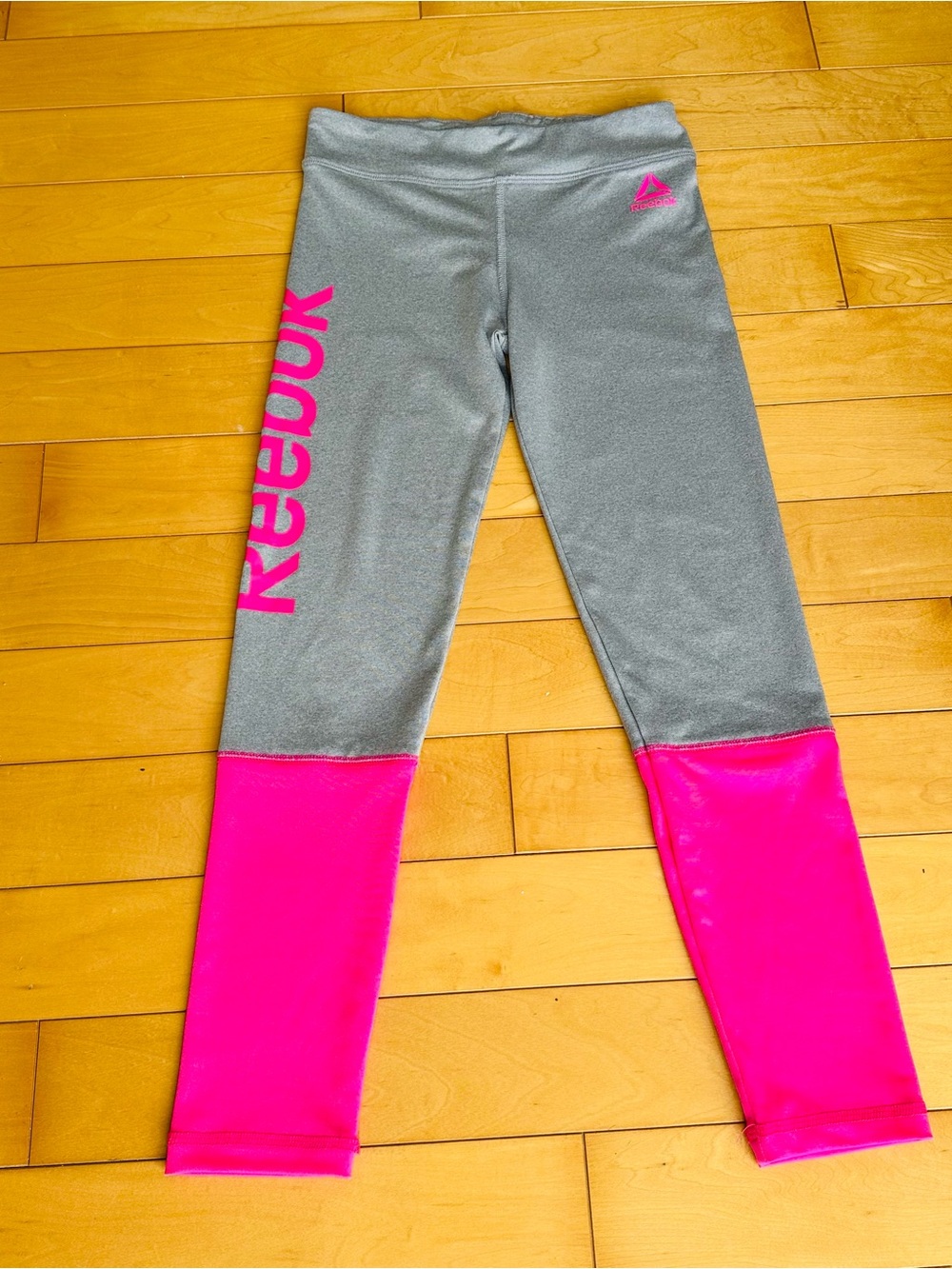 Reebok Gray Leggings with Hot Pink Accents - Kids